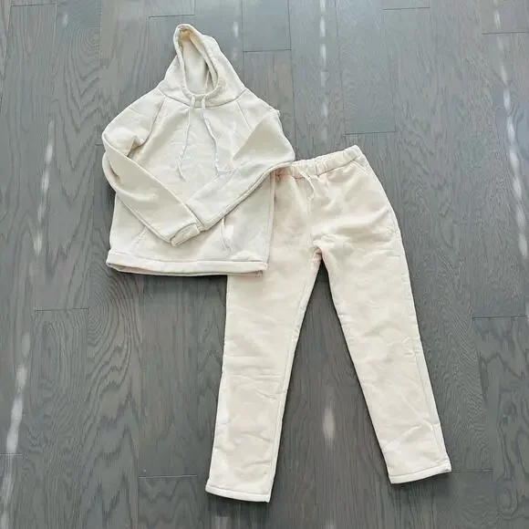 Cream 2-Piece Sweat Pants Hoodie Set - Picture 5 of 10
